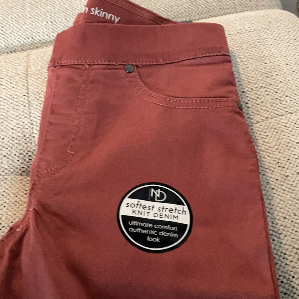 Pull on soft cotton/polyester knit denim